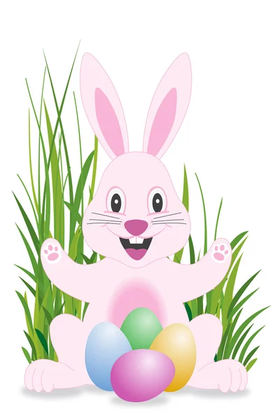 Easter bunny and eggs — Stock Vector