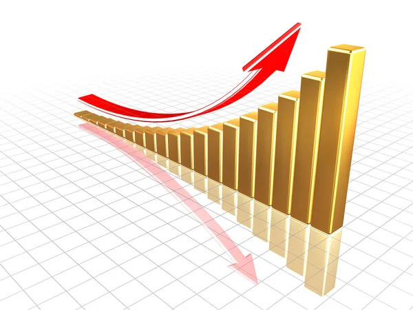 Growing gold chart with reflections — Stock Photo, Image