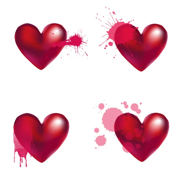 Набор разбитых сердец и крови — стоковое фото