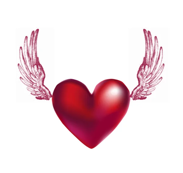 Srdce s křídly — Stock fotografie