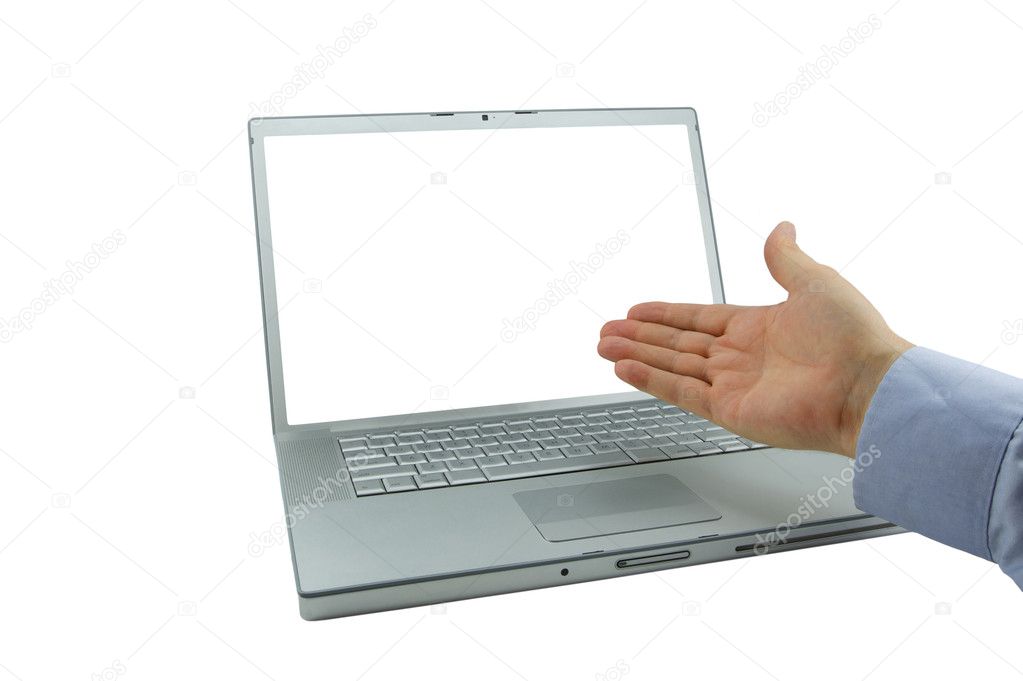 Laptop open hand