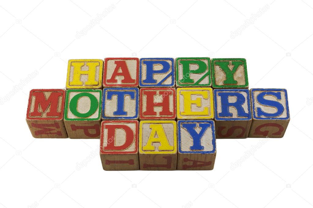 Happy Mothers day in vintage alpabet blocks