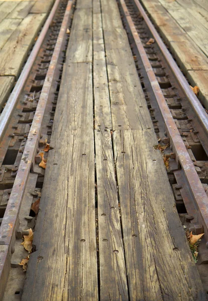 Vasúti síneket egy kerekasztal — Stock Fotó