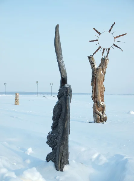 Sculpture on quay of Onega — Stock Photo, Image
