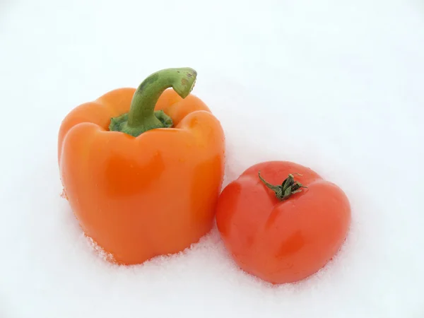 Warzywa na śniegu — Zdjęcie stockowe