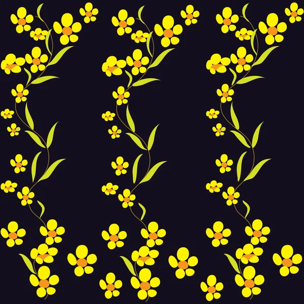 黑色背景与黄色花 — 图库矢量图片