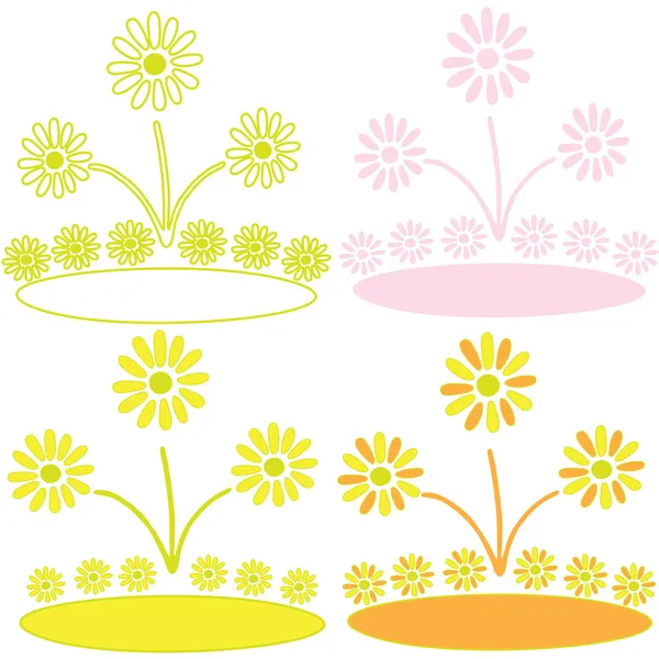 Set of four cards with camomiles — Stock Vector