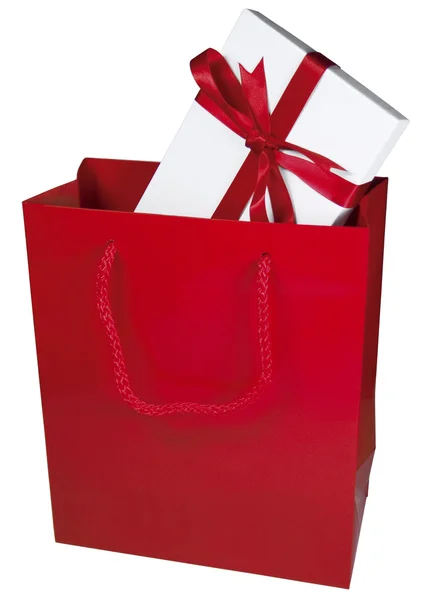 Kırmızı hediye çanta — Stok fotoğraf