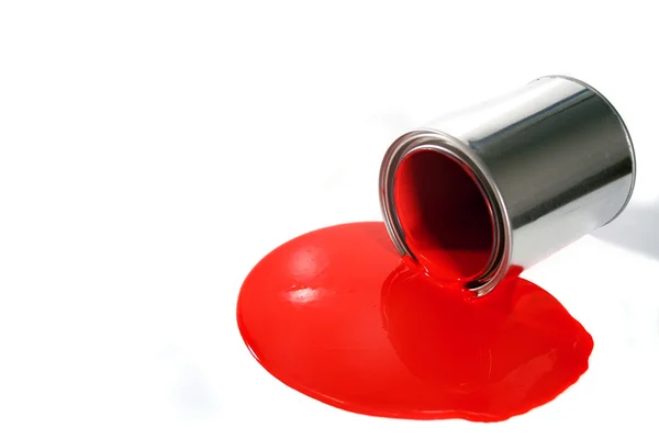 stock image A spilled red paint bucket