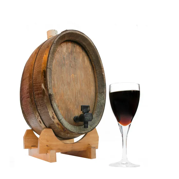 Wine Barrel and Glass of Port — Stock Photo, Image