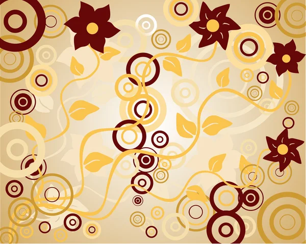 Fleurs et cercles — Image vectorielle