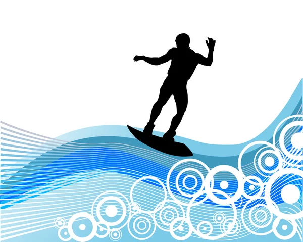 Wakeboarder на волнах — стоковый вектор