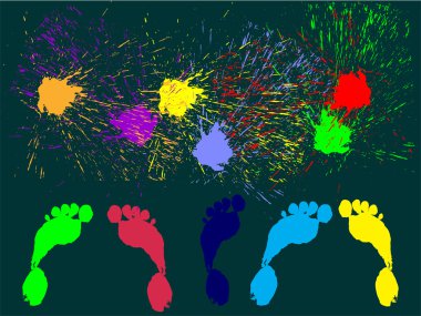 Colorful foot steps clipart