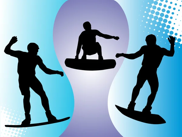 Wakeboarder silhouetten — Stockvector