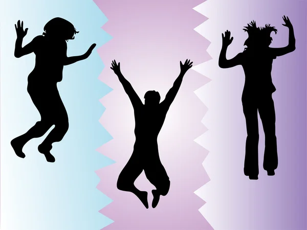 Funny jumping teenies — Stock Vector