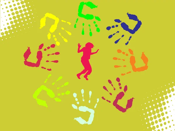 Kolorowe handprints — Wektor stockowy