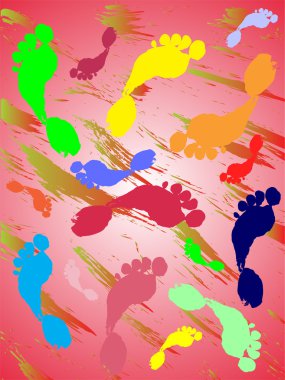 Colorful foot steps clipart