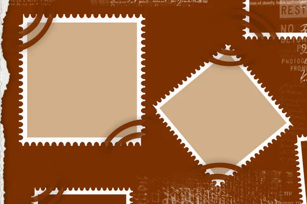 Poštovní známka na červeném pozadí — Stock fotografie