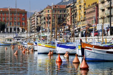 Boats the port of Nice in France clipart