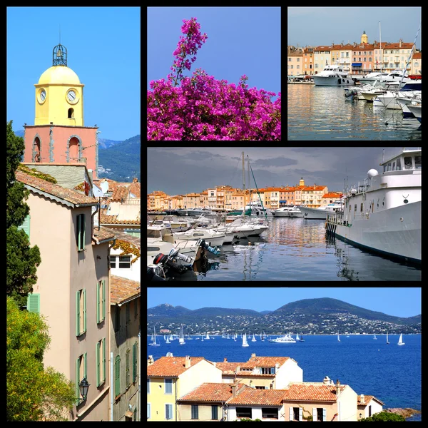 Mosaik bilder av Saint-Tropez i Frankrike — Stockfoto