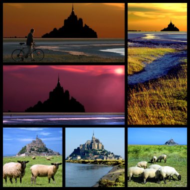 Abbey Mont-Saint-Michel mosaic clipart