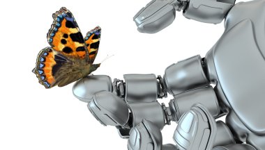 Robot and butterfly clipart