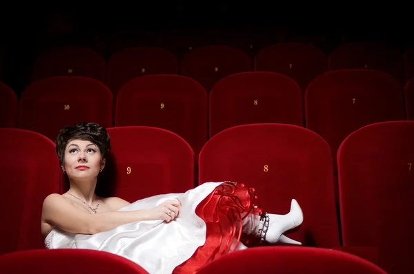 stock image Girl in the cinema alone