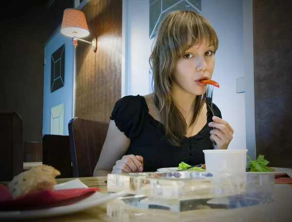 Eating girl — Stock Photo, Image