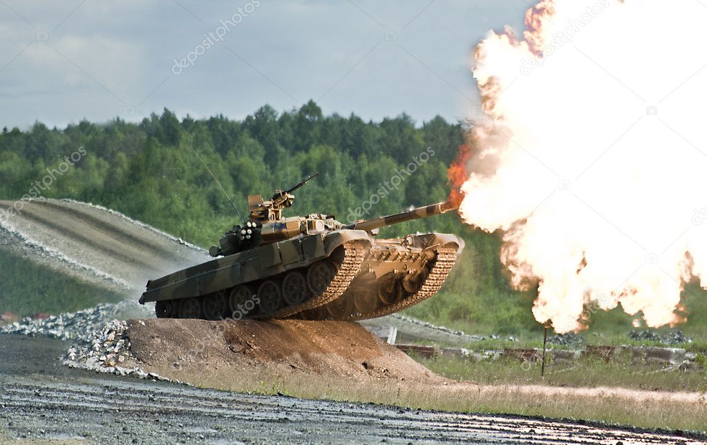 Shooting russian tank