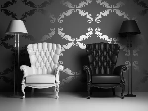 White & black armchairs — Stock Photo, Image