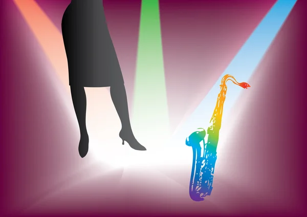 Femme & saxophone — Image vectorielle