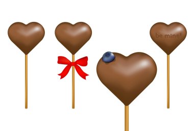 Stick of chocolate hearts, vector clipart