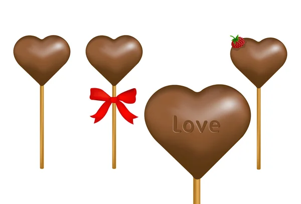 Stick of chocolate hearts, vector — Stock Vector