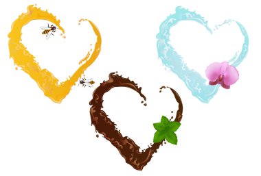 Three liquid hearts, vector clipart