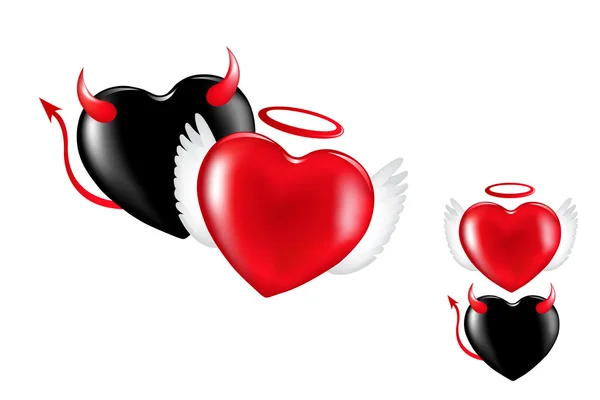 Angel And Demon Hearts — Stock Vector