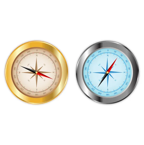 Kompas ve zlatě a chrom — Stockový vektor