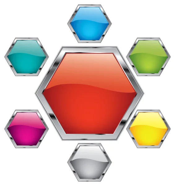 Bouton en métal polygone — Image vectorielle