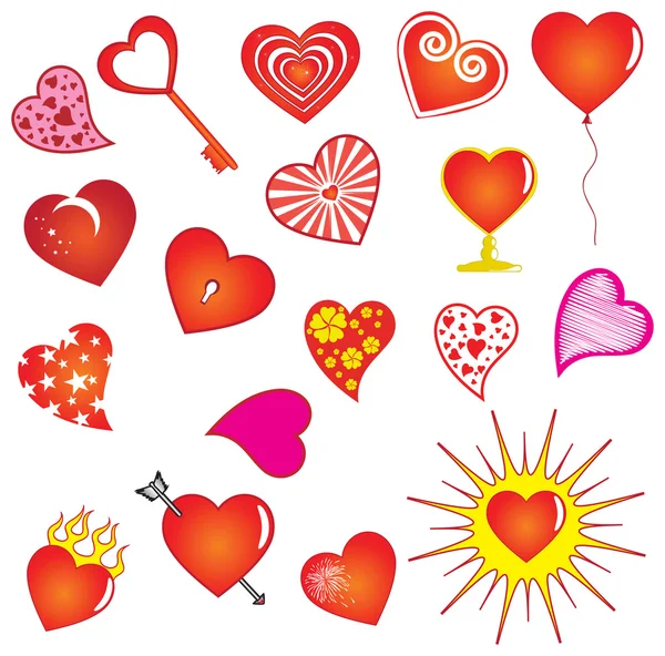 Uppsättning av valentine hjärtan — Stock vektor