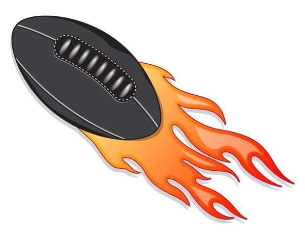 Bola de rugby voladora con una cola ardiente Ilustraciones de stock libres de derechos