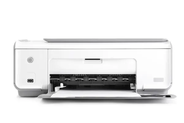 Tiskárna na izolované bílém pozadí. — Stock fotografie