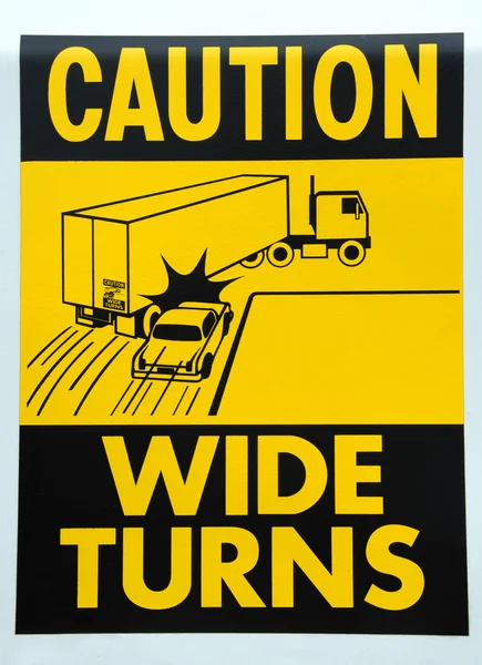 Caution Wide Turns — Stock Photo, Image