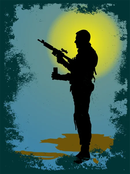 Soldat-silhouette — Stock vektor