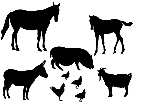 Фермерские животные-силуэт — стоковый вектор