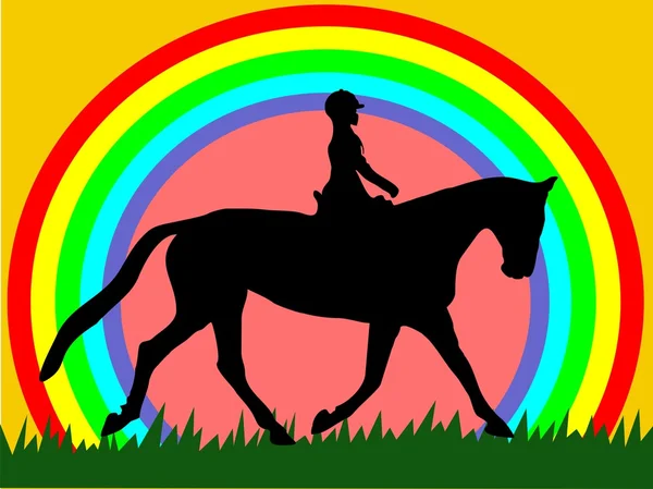 Junges Mädchen auf einem Pferd — Stockvektor