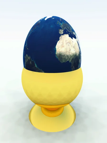 Mundo del huevo en la taza del huevo — Foto de Stock