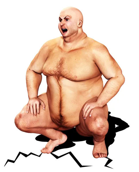 Homem gordo rachando o chão — Fotografia de Stock