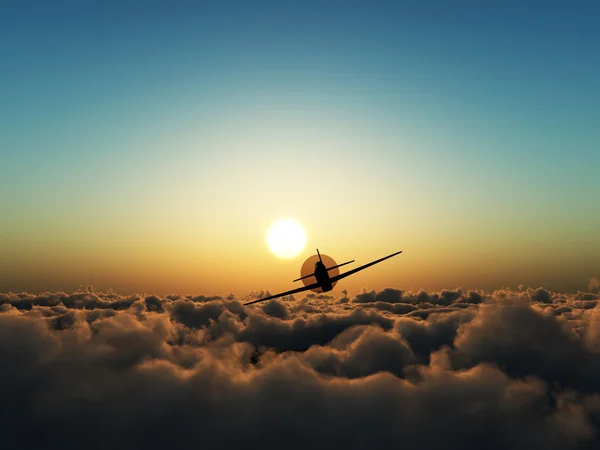 螺旋桨式飞机在天空中 — 图库照片