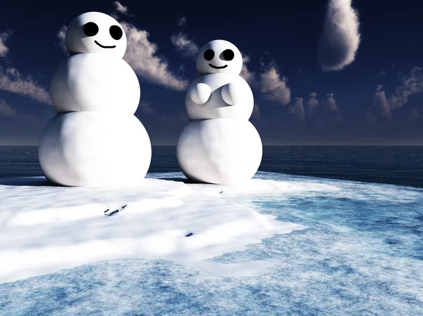 Snowman pareja —  Fotos de Stock