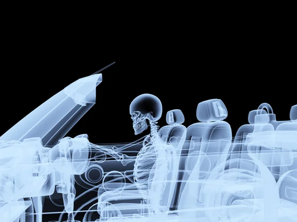Xray Skeleton Driving A Car — Stock Photo, Image