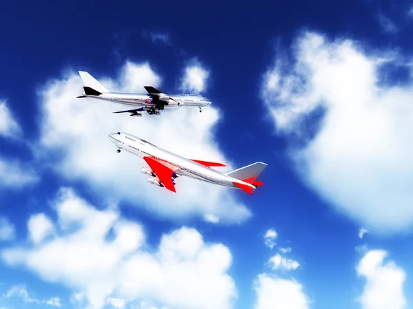 Two Planes In The Sky — Stock Photo, Image